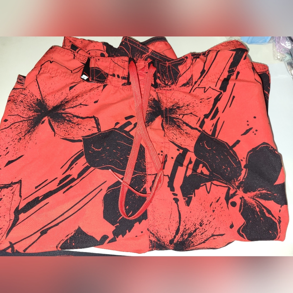Vintage Bodyglove Orange Hibiscus Board Shorts sz L
